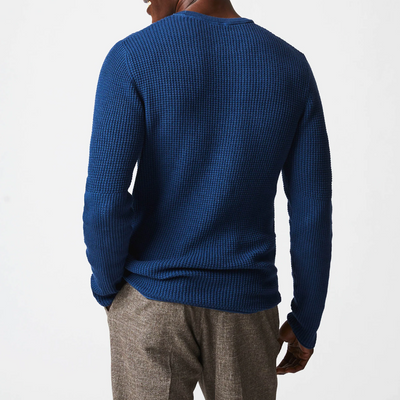Billy Reid - Mini Waffle Crew - Denim Blue