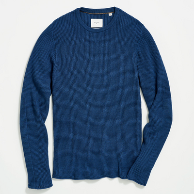 Billy Reid - Mini Waffle Crew - Denim Blue