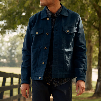Billy Reid - Moleskin Tupelo Trucker Jacket - Carbon Blue