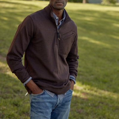 Billy Reid - Quilted Half Zip - Chocolate