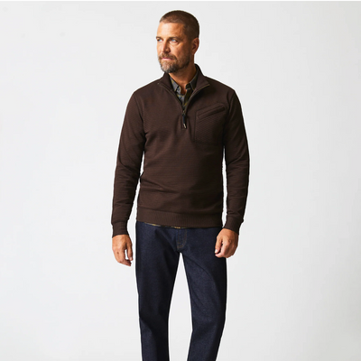 Billy Reid - Quilted Half Zip - Chocolate