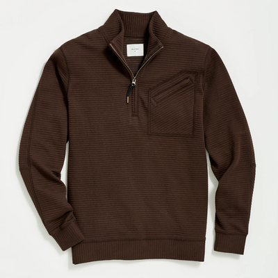 Billy Reid - Quilted Half Zip - Chocolate