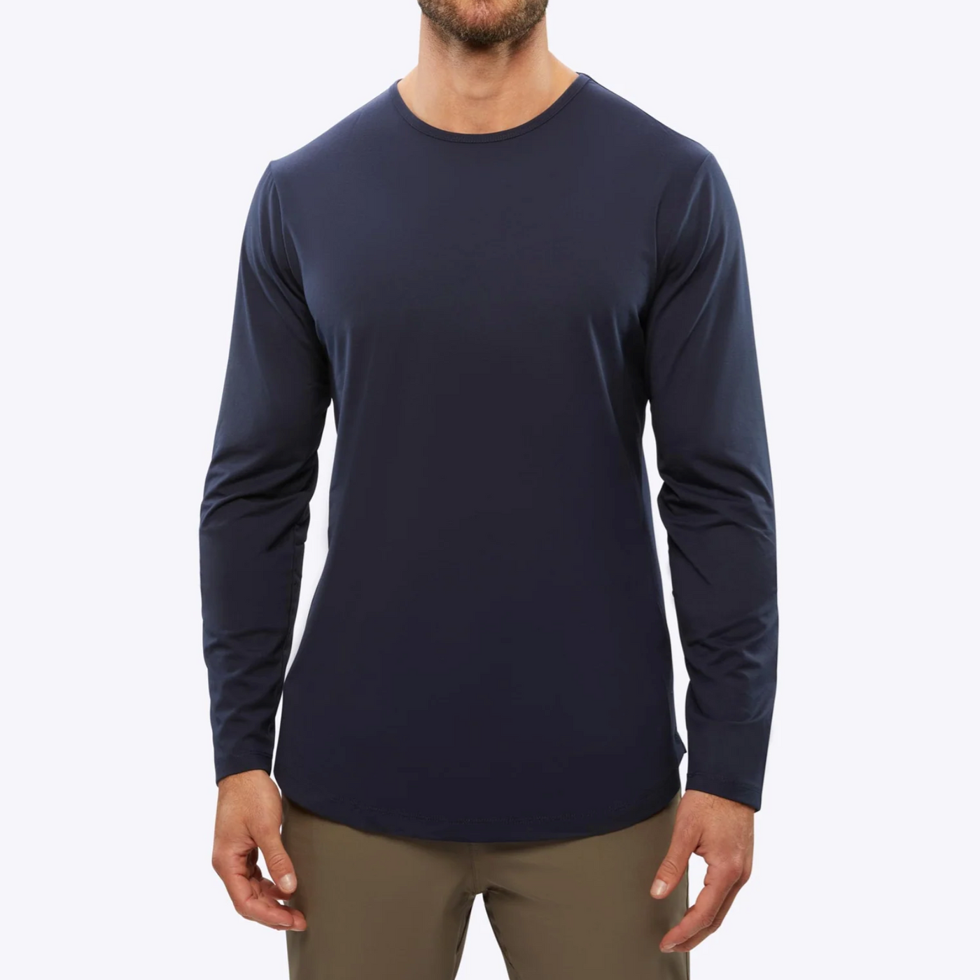 Cuts - Long Sleeve Curve-Hem Crew - Pacific Blue