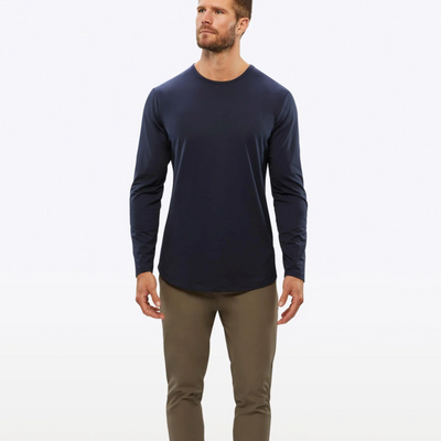 Cuts - Long Sleeve Curve-Hem Crew - Pacific Blue