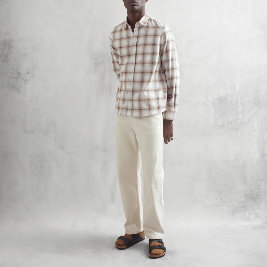 Wax London - Aztec Check Shelley Shirt - Ecru / Brown