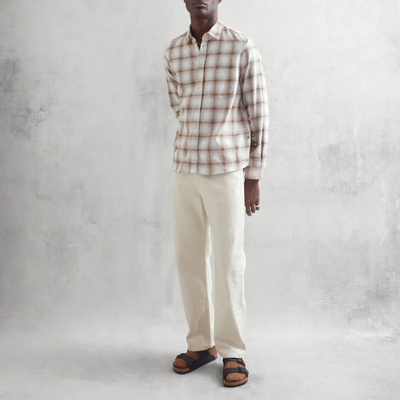 Wax London - Aztec Check Shelley Shirt - Ecru / Brown
