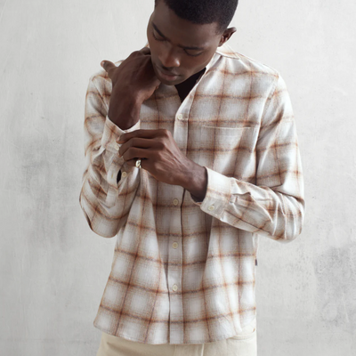 Wax London - Aztec Check Shelley Shirt - Ecru / Brown