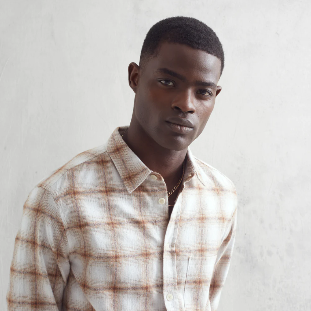 Wax London - Aztec Check Shelley Shirt - Ecru / Brown