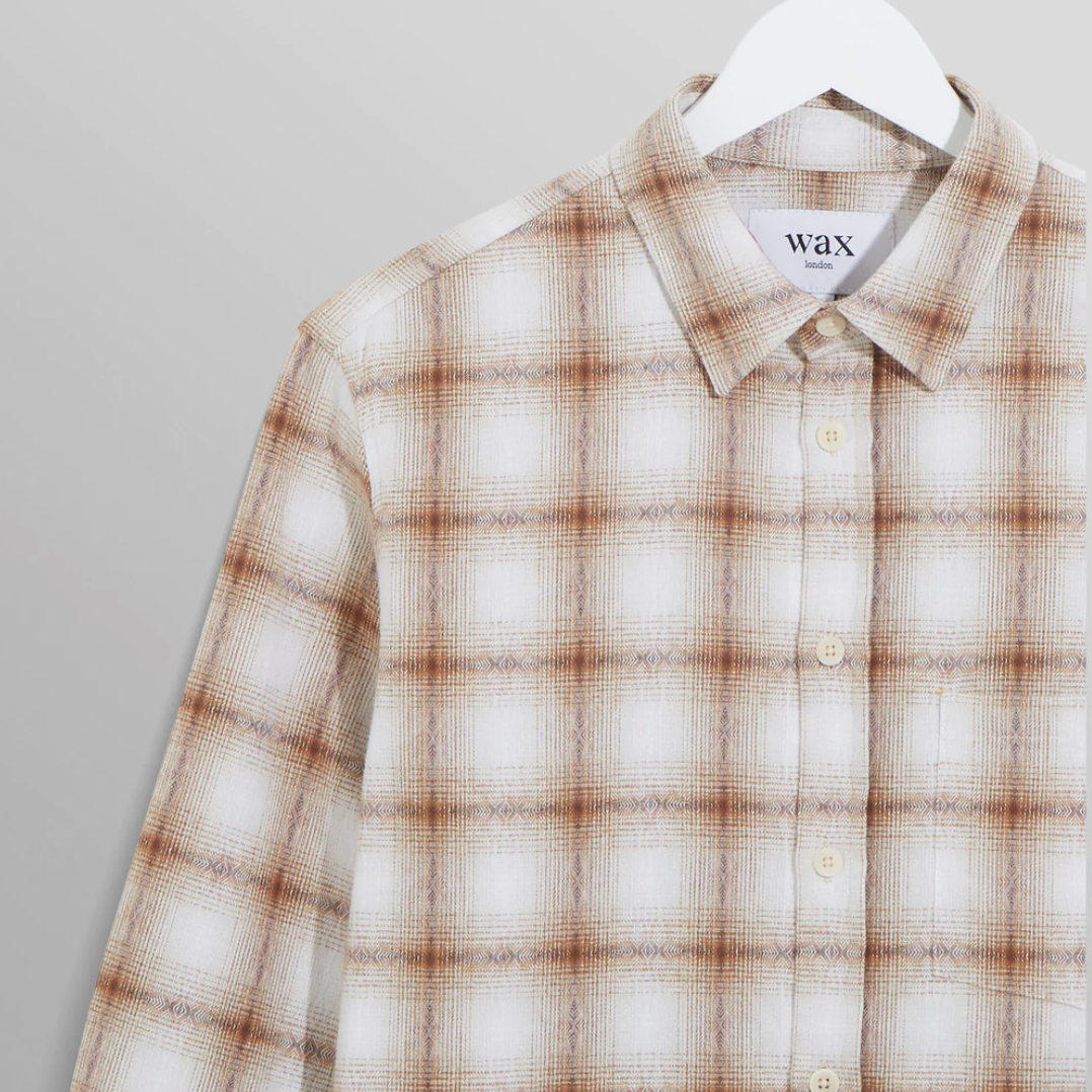 Wax London - Aztec Check Shelley Shirt - Ecru / Brown