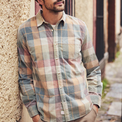 Marine Layer - Lightweight Cord Shirt - Brown Plaid