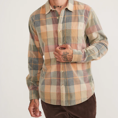 Marine Layer - Lightweight Cord Shirt - Brown Plaid