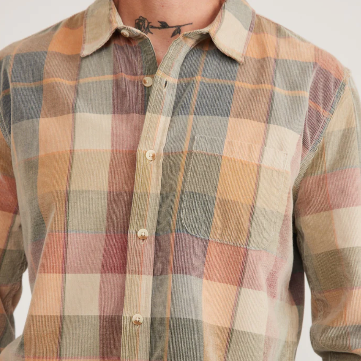Marine Layer - Lightweight Cord Shirt - Brown Plaid