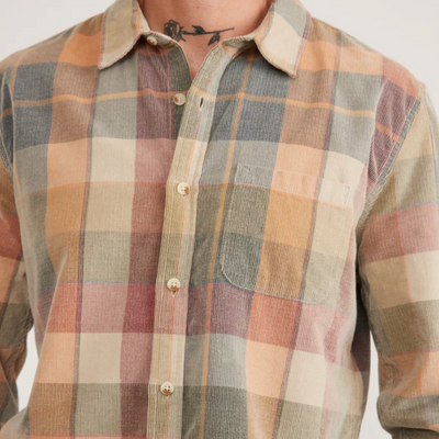 Marine Layer - Lightweight Cord Shirt - Brown Plaid