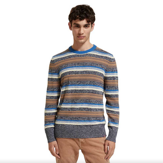 Scotch & Soda - Mixed Yarn Stripe Mix Sweater - Blue
