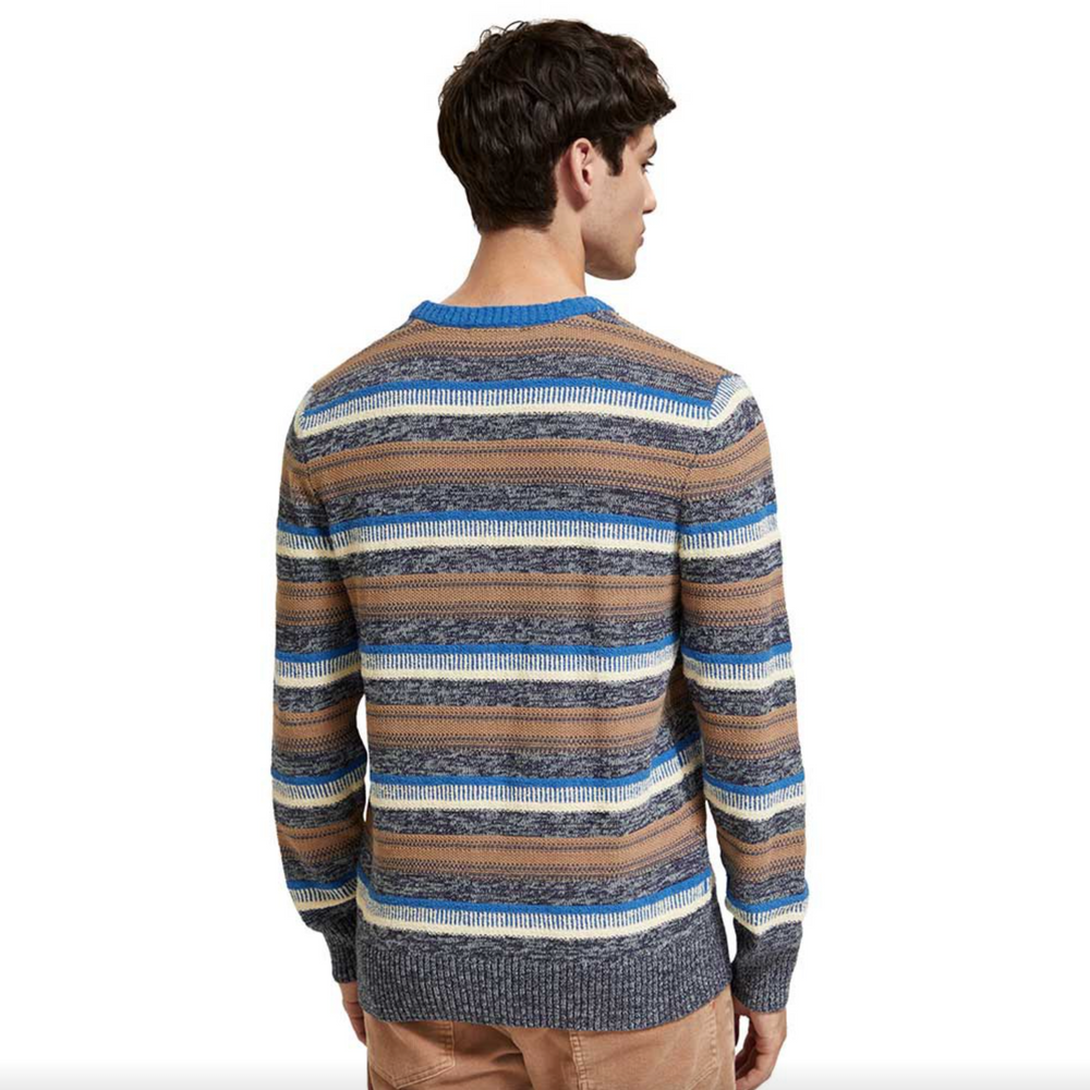 Scotch & Soda - Mixed Yarn Stripe Mix Sweater - Blue