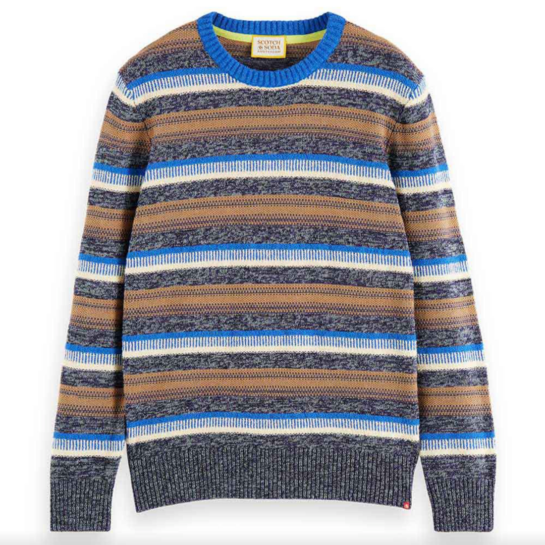 Scotch & Soda - Mixed Yarn Stripe Mix Sweater - Blue