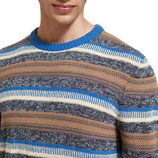Scotch & Soda - Mixed Yarn Stripe Mix Sweater - Blue