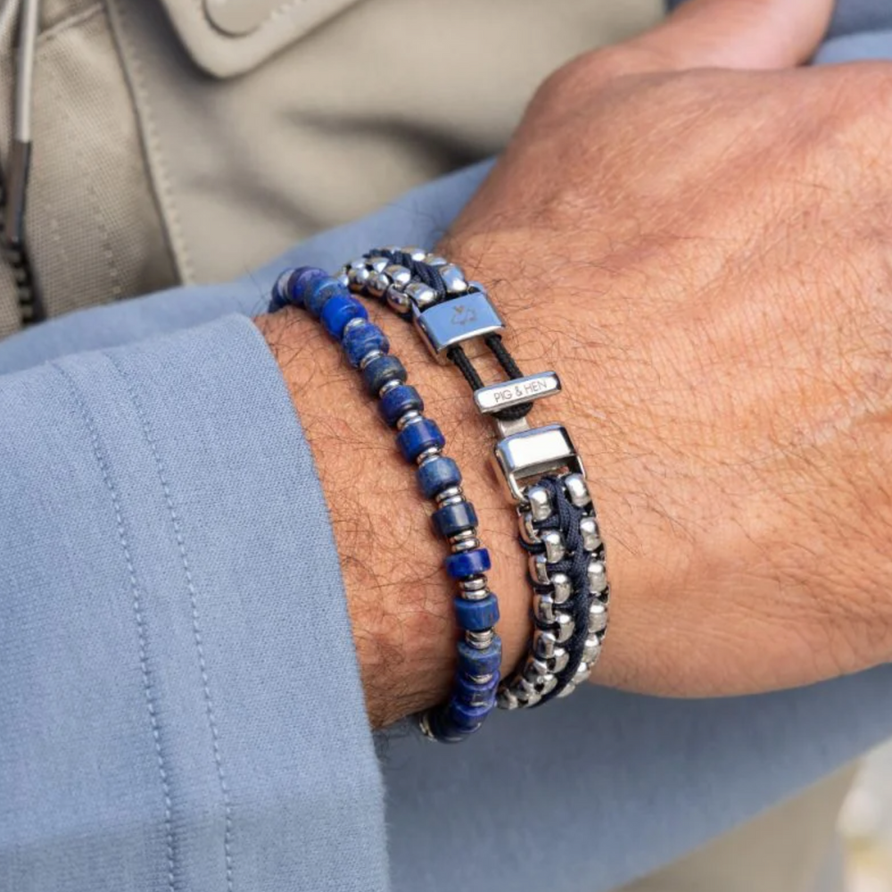 Pig & Hen - Brontide 6mm Bracelet - Lapiz Lazuli | Silver