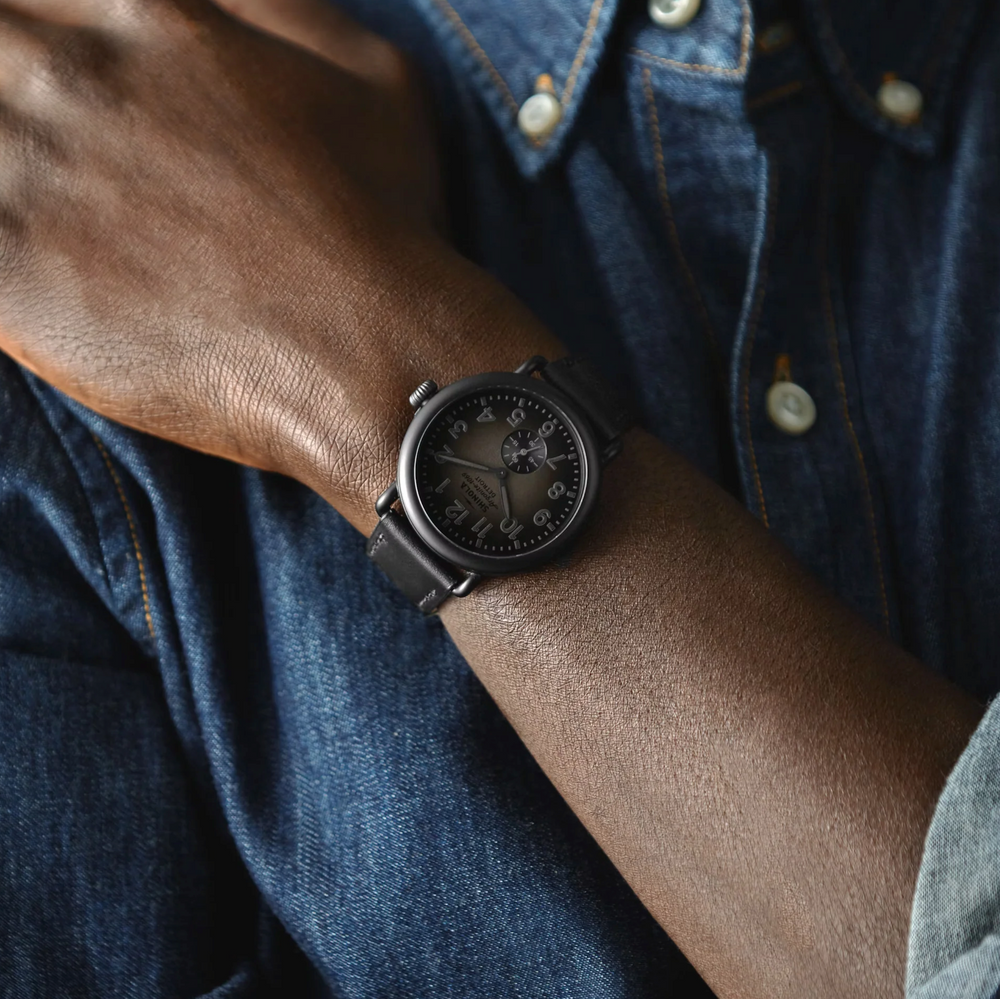 Shinola - Runwell Sub Second 41mm Watch - Black Leather Strap