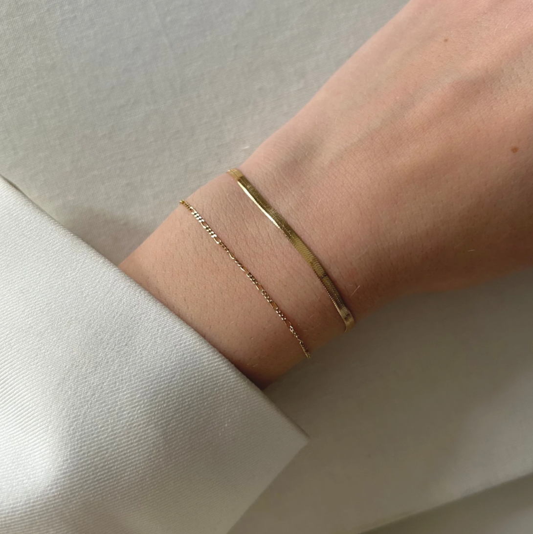 Mod + Jo - Florence Herringbone Bracelet - Gold Vermeil