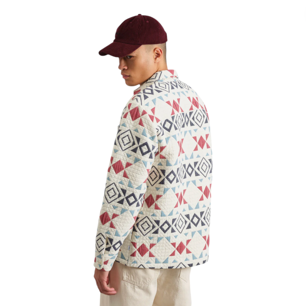 Wax London - Otto Blanket Quilt Overshirt - Ecru / Red