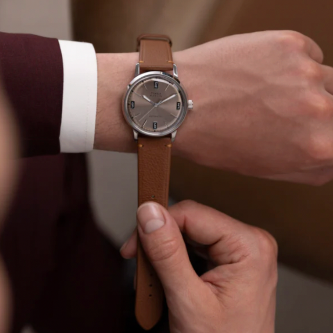 Timex - Marlin Automatic 40mm Leather Strap Watch - Brown