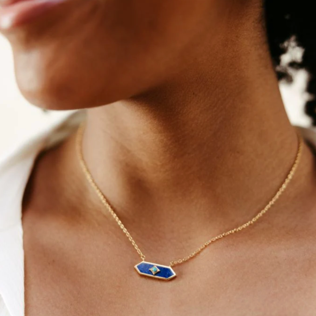 Sierra Winter - Catalina Necklace - Gold Vermeil / Lapis / Turquoise