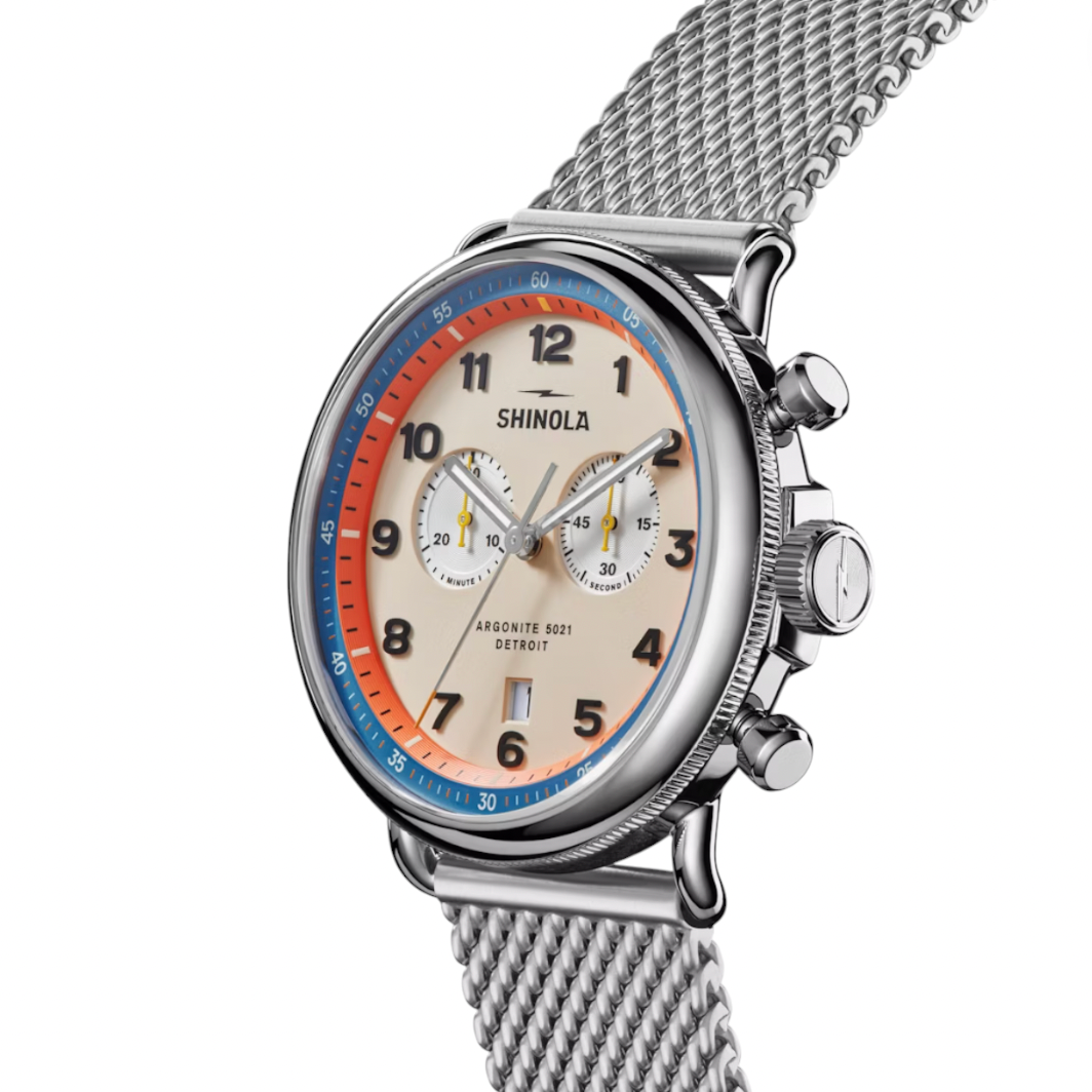 Shinola - Canfield C56 2 Eye Chrono 43mm Watch - Silver Bracelet