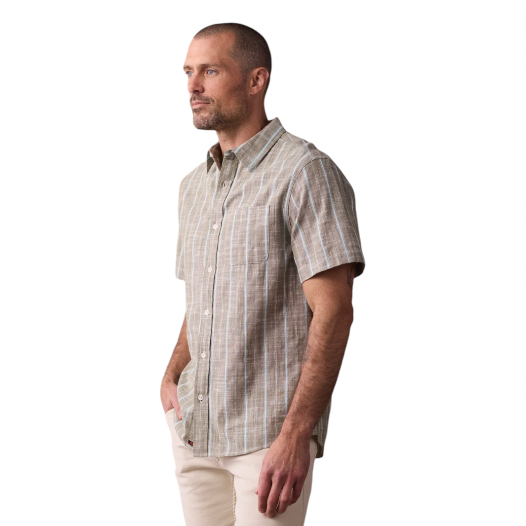 The Normal Brand - Freshwater Button Up Shirt - Deep Sage Stripe