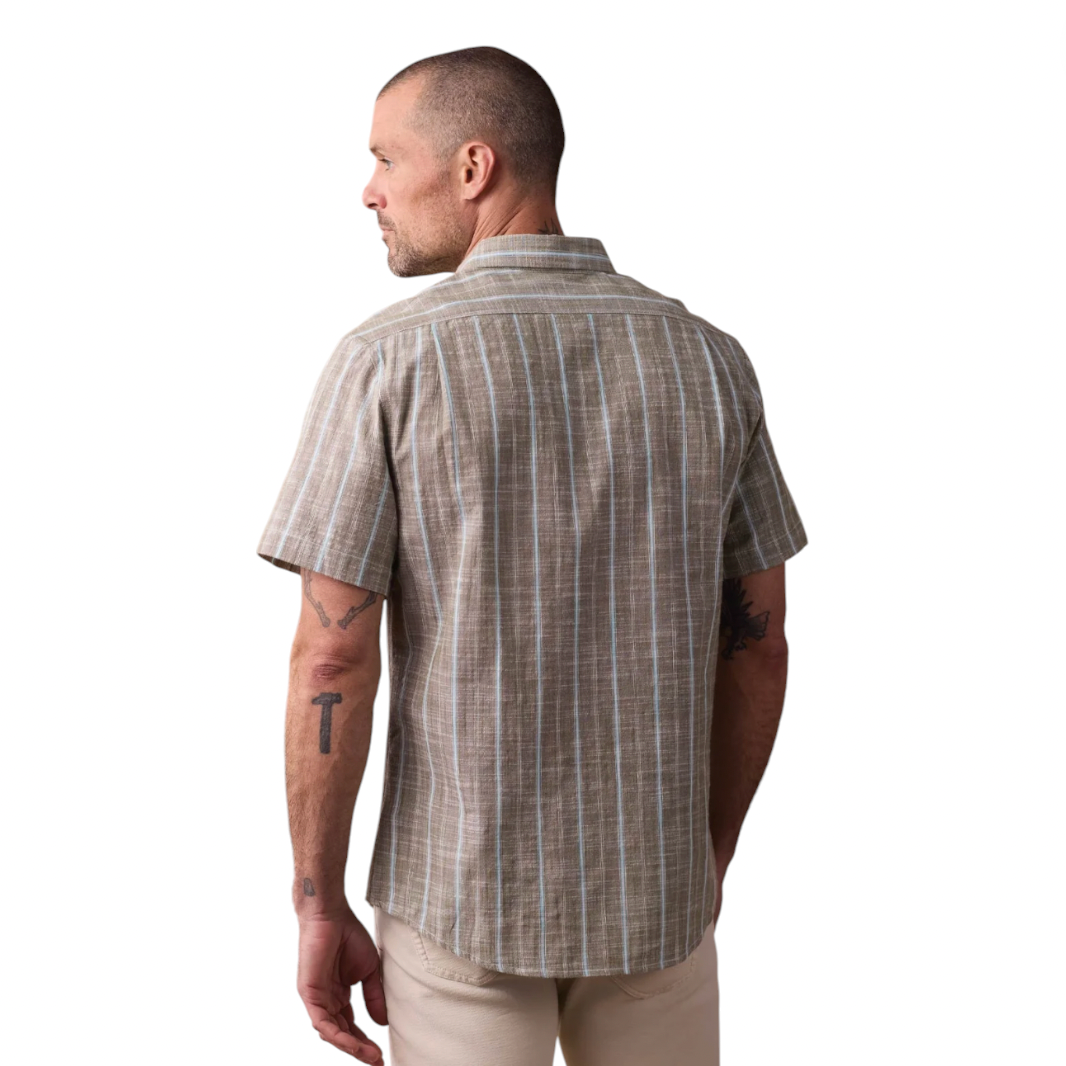 The Normal Brand - Freshwater Button Up Shirt - Deep Sage Stripe