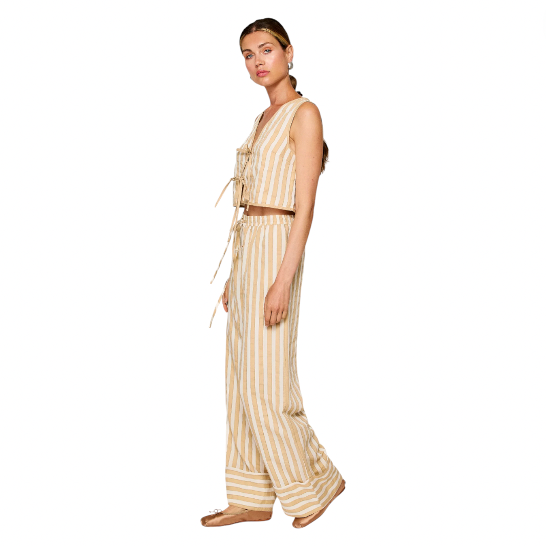 Line & Dot - Kamari Pants - Ecru / Taupe Stripe