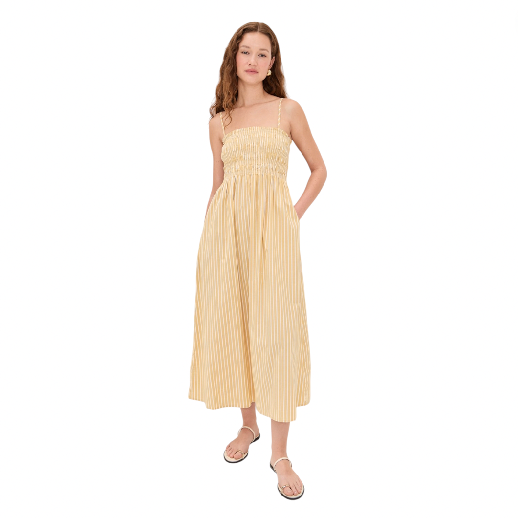 Pistola - Bianca Smocked Bodice Dress - Beach Sand Stripe