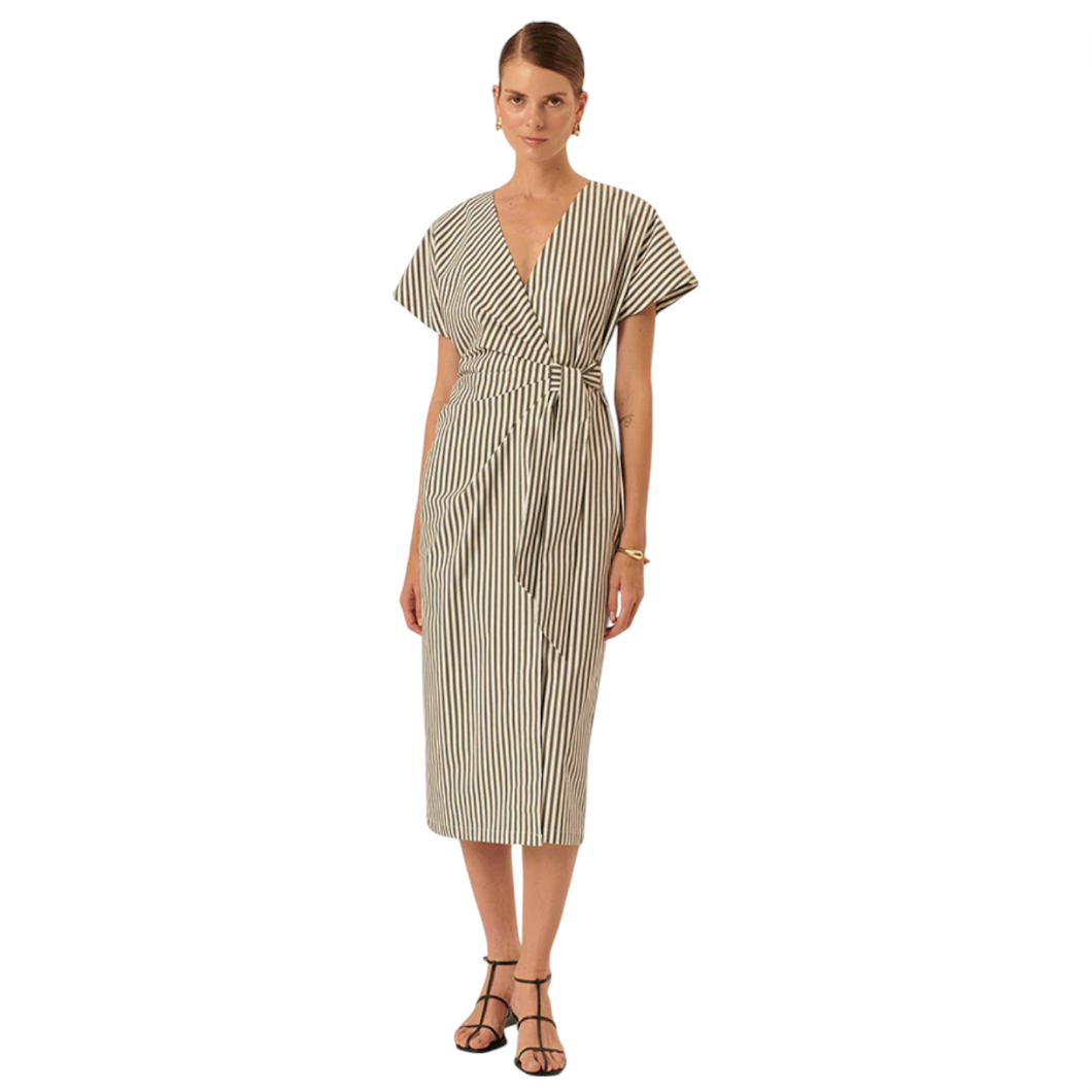 Exquise - Collins Dress - Khaki Stripe