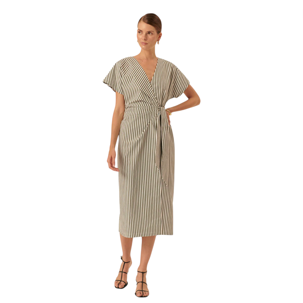 Exquise - Collins Dress - Khaki Stripe