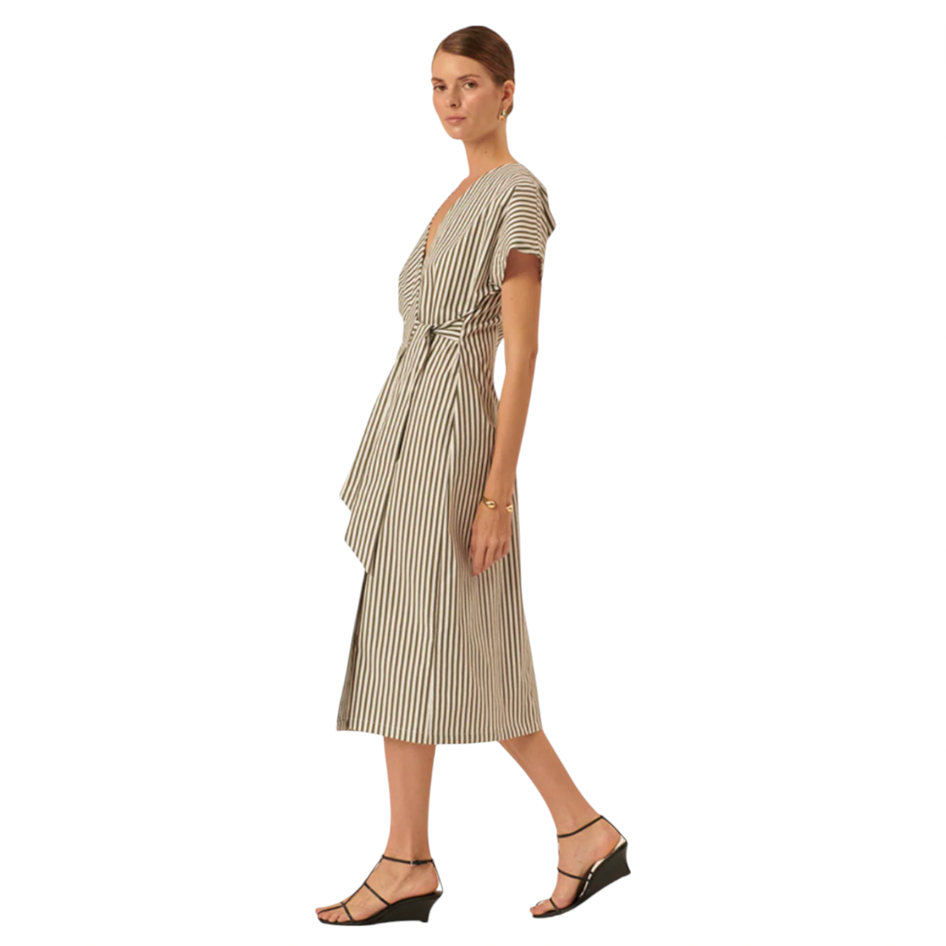 Exquise - Collins Dress - Khaki Stripe