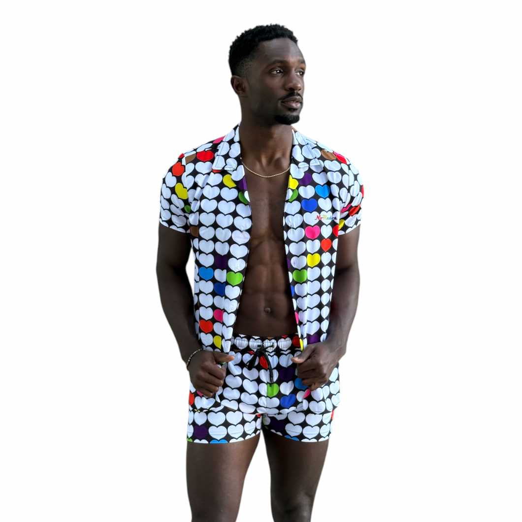 No Rudos - Lined Swim Trunks - Love Is Love