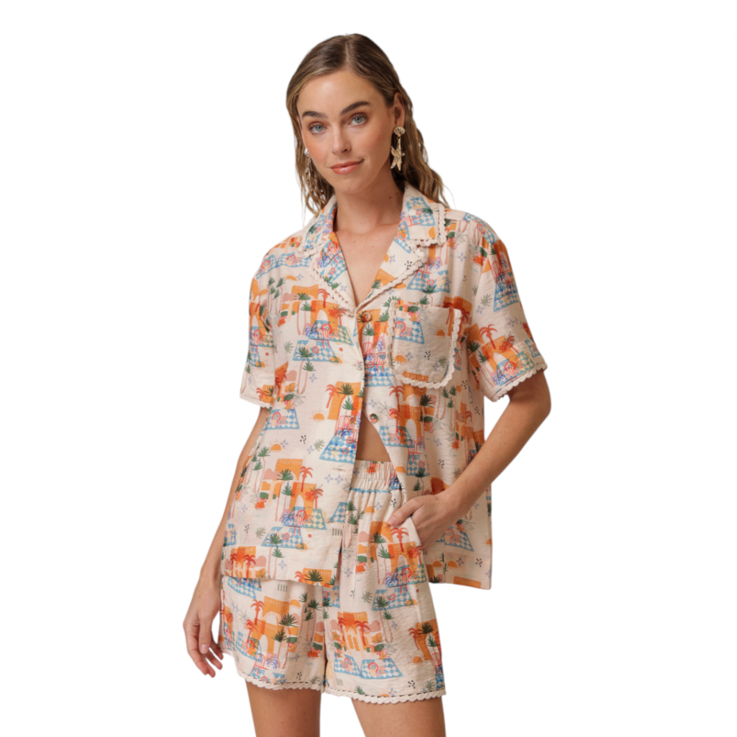Line & Dot - Payton Short Sleeve Button Up Shirt - Multi