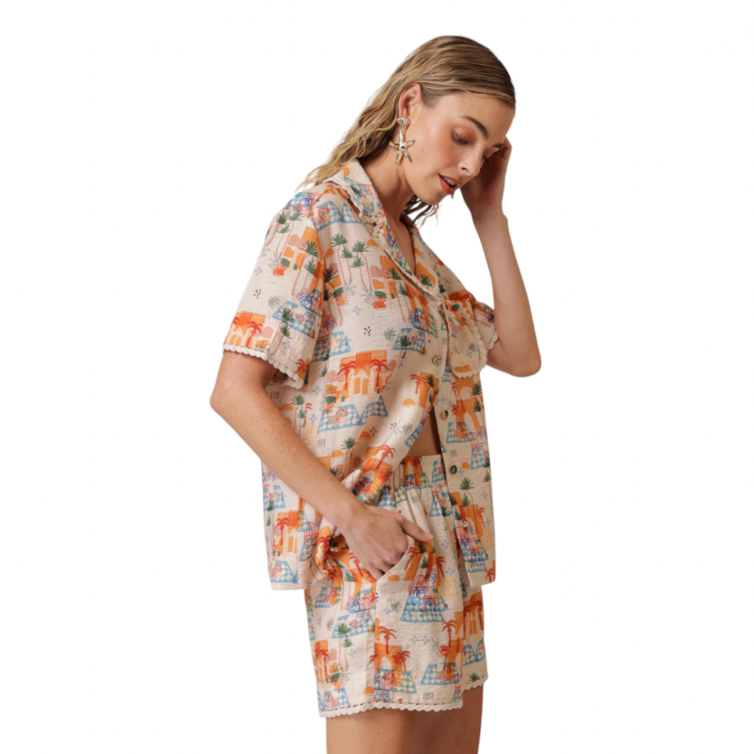 Line & Dot - Payton Short Sleeve Button Up Shirt - Multi