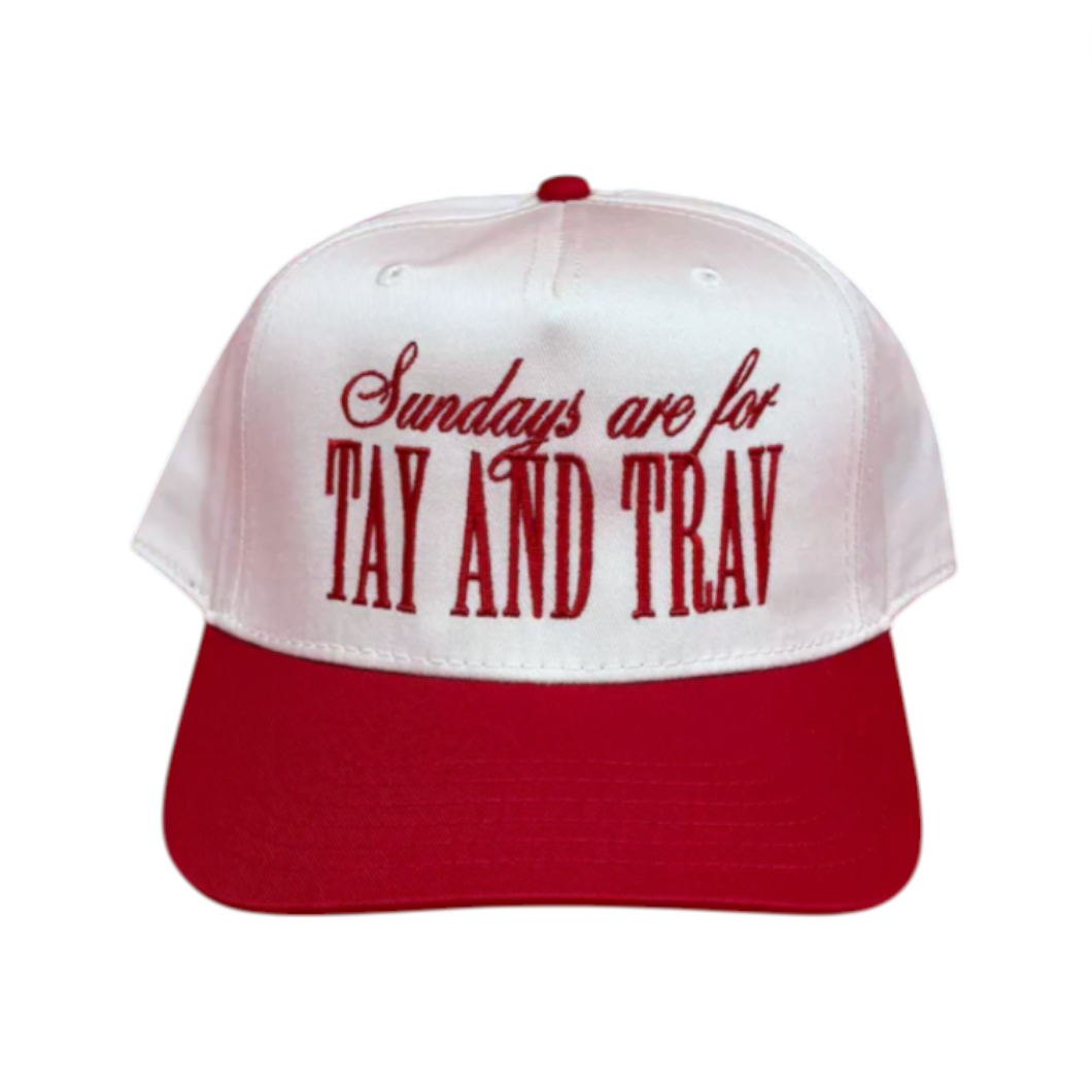 Rowdy Goods - Sundays are for Tay and Trav Hat - Vintage Red