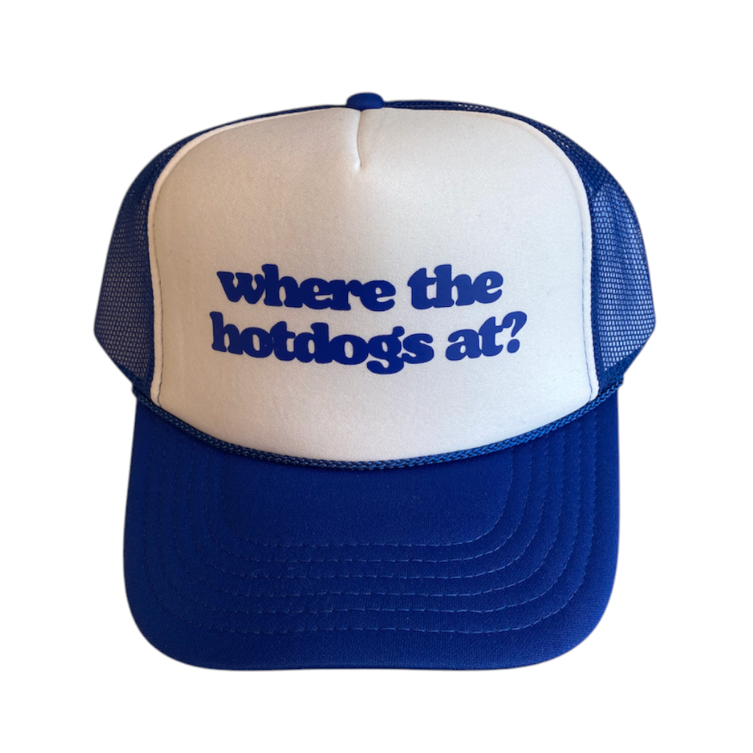 Rowdy Goods - Where the Hotdogs at? Trucker Hat - Royal/White