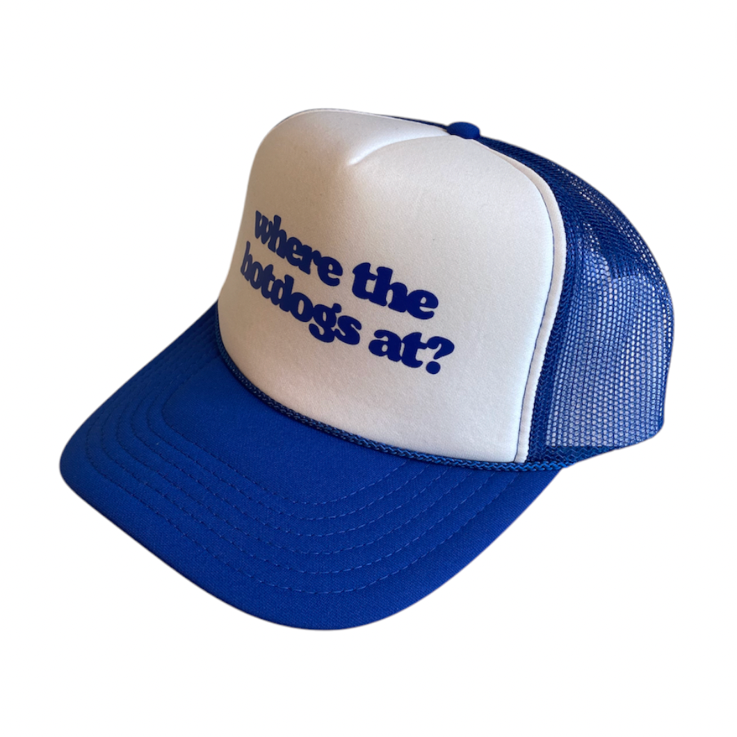 Rowdy Goods - Where the Hotdogs at? Trucker Hat - Royal/White