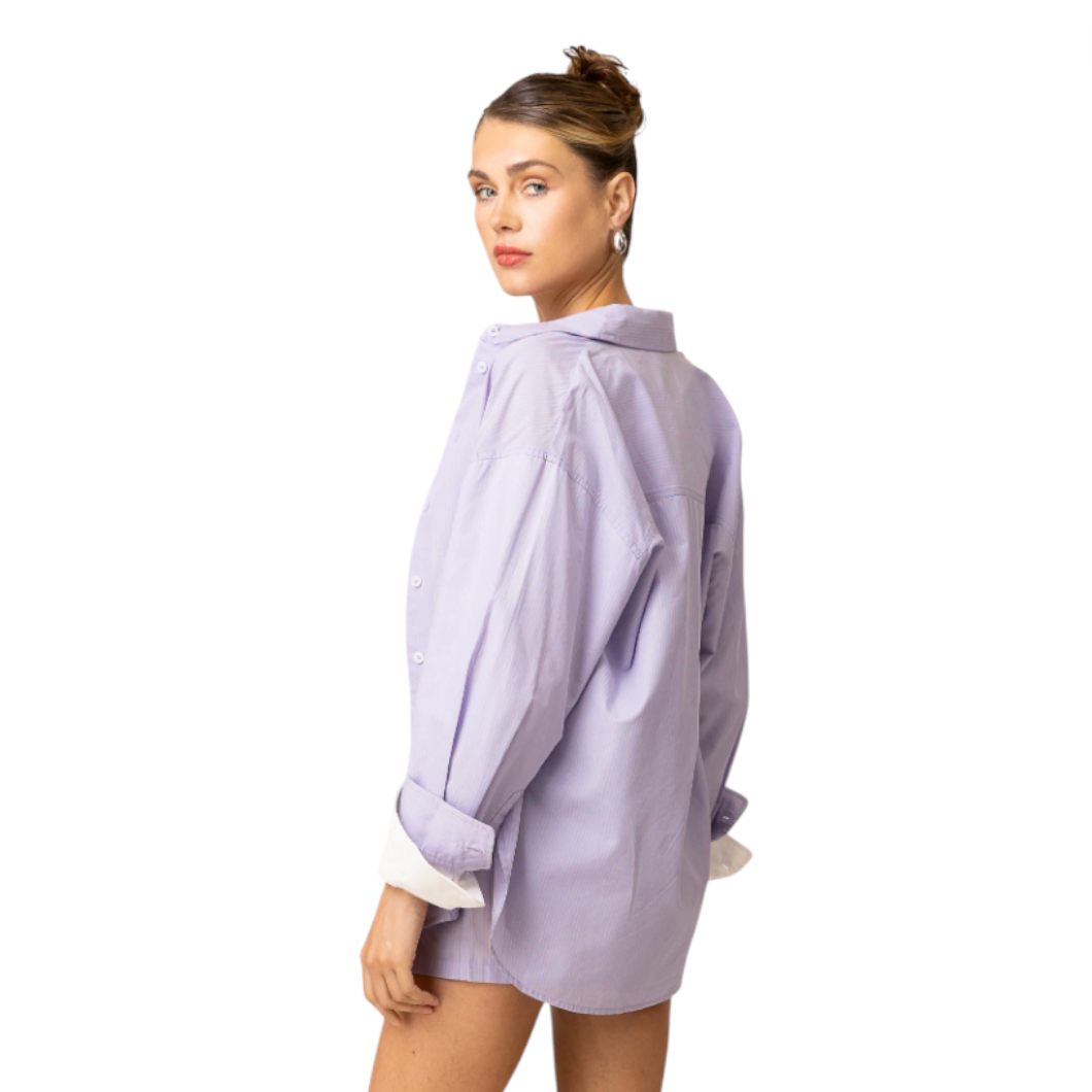 Line & Dot - Maxin Striped Shirt - Blue / Coral