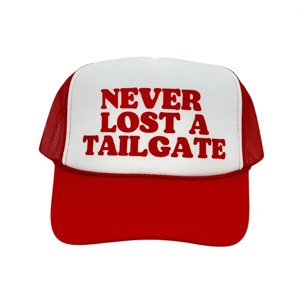 Rowdy Goods - Never Lost a Tailgate Trucker Hat - Red / White