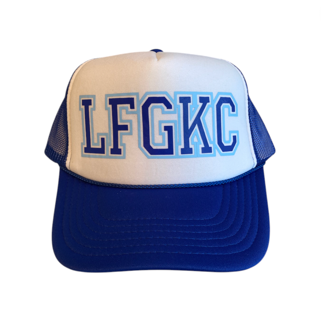 Rowdy Goods - LFGKC Trucker Hat - Royal Blue / White