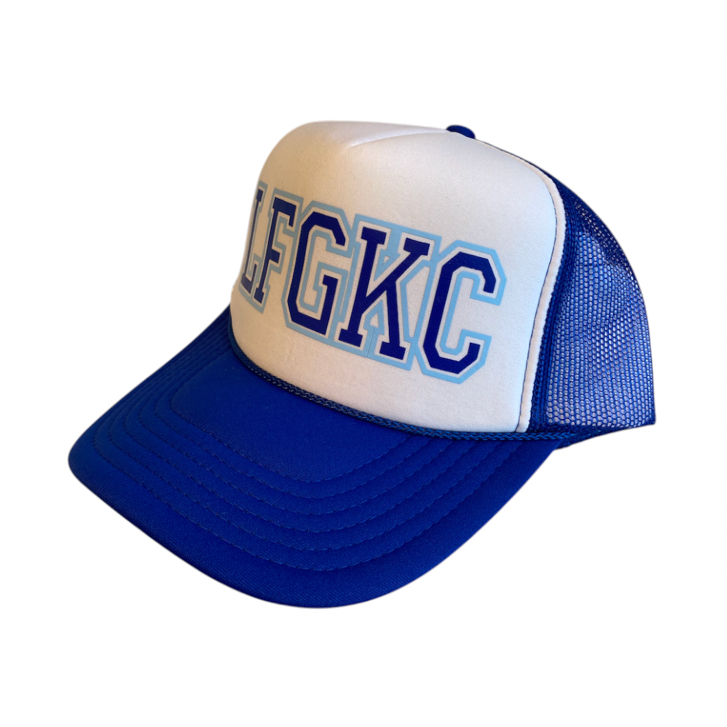 Rowdy Goods - LFGKC Trucker Hat - Royal Blue / White