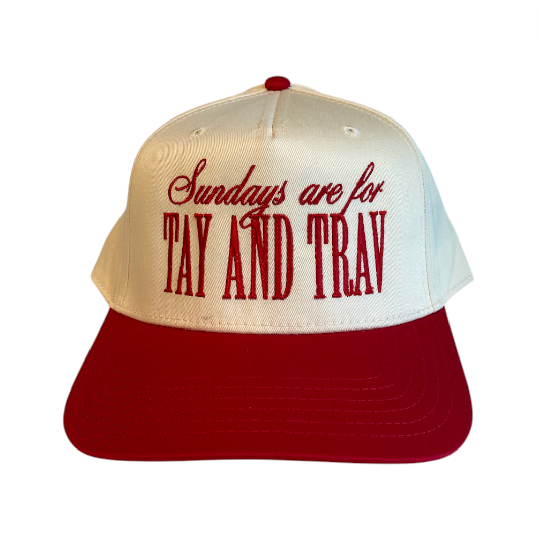 Rowdy Goods - Sundays are for Tay and Trav Hat - Vintage Red