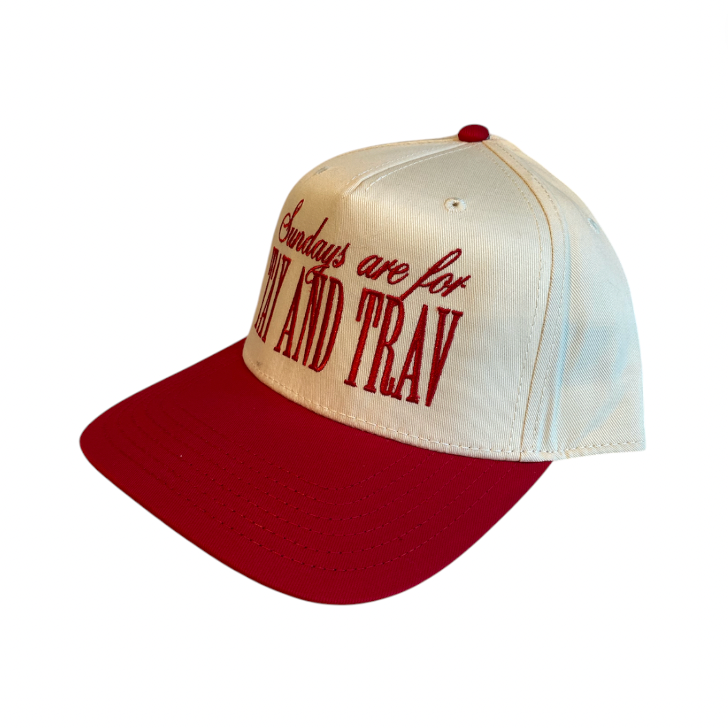 Rowdy Goods - Sundays are for Tay and Trav Hat - Vintage Red