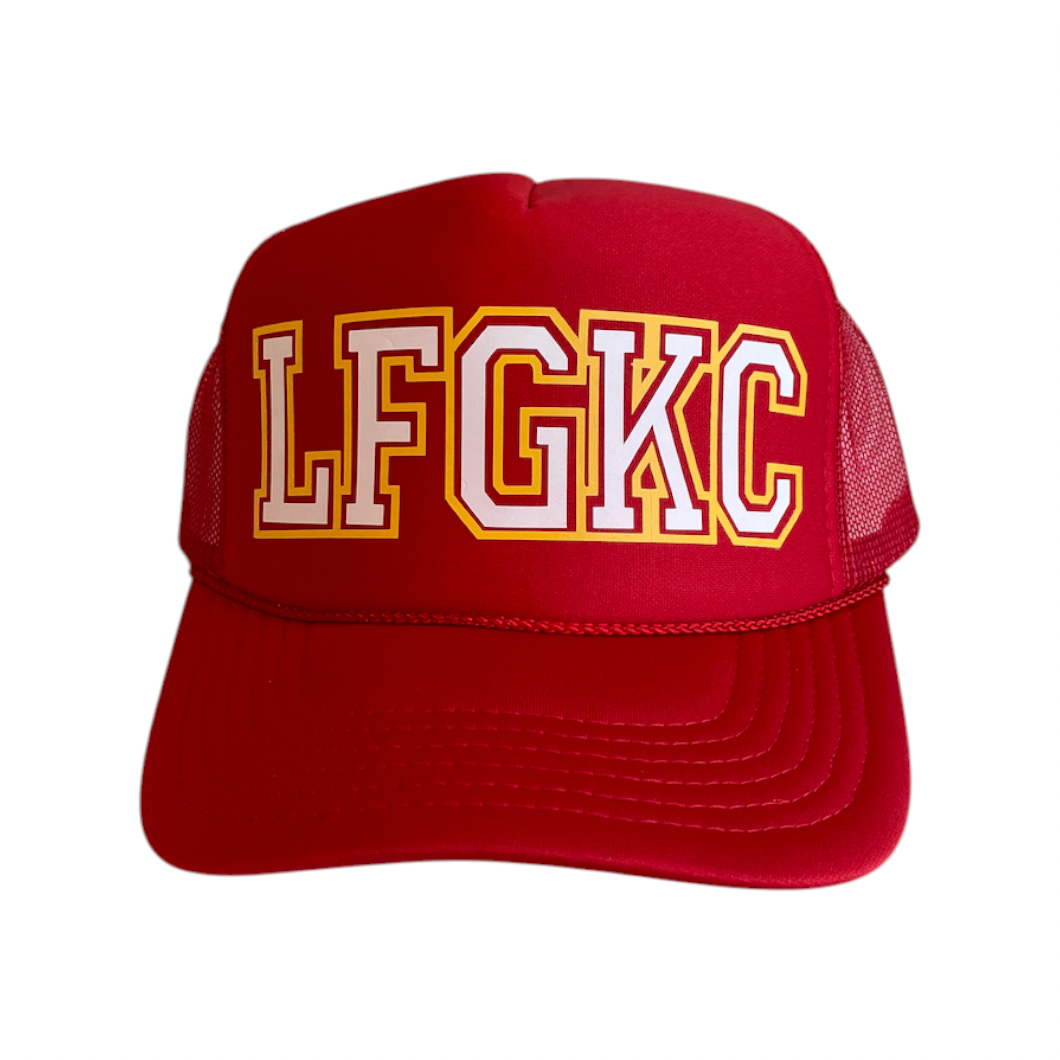 Rowdy Goods - LFGKC Trucker Hat - Red / White/ Gold