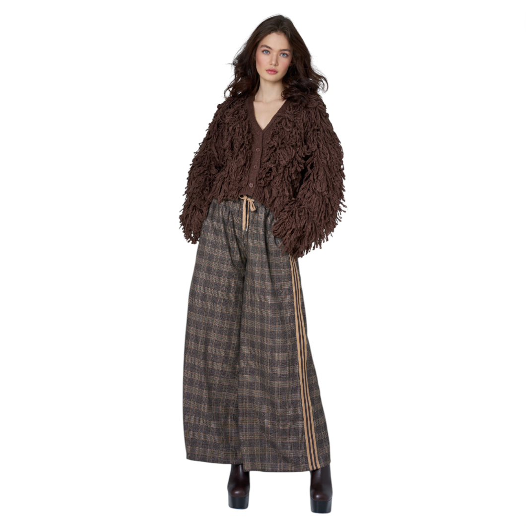 Astrid - Wide Leg Trouser - Brown Plaid
