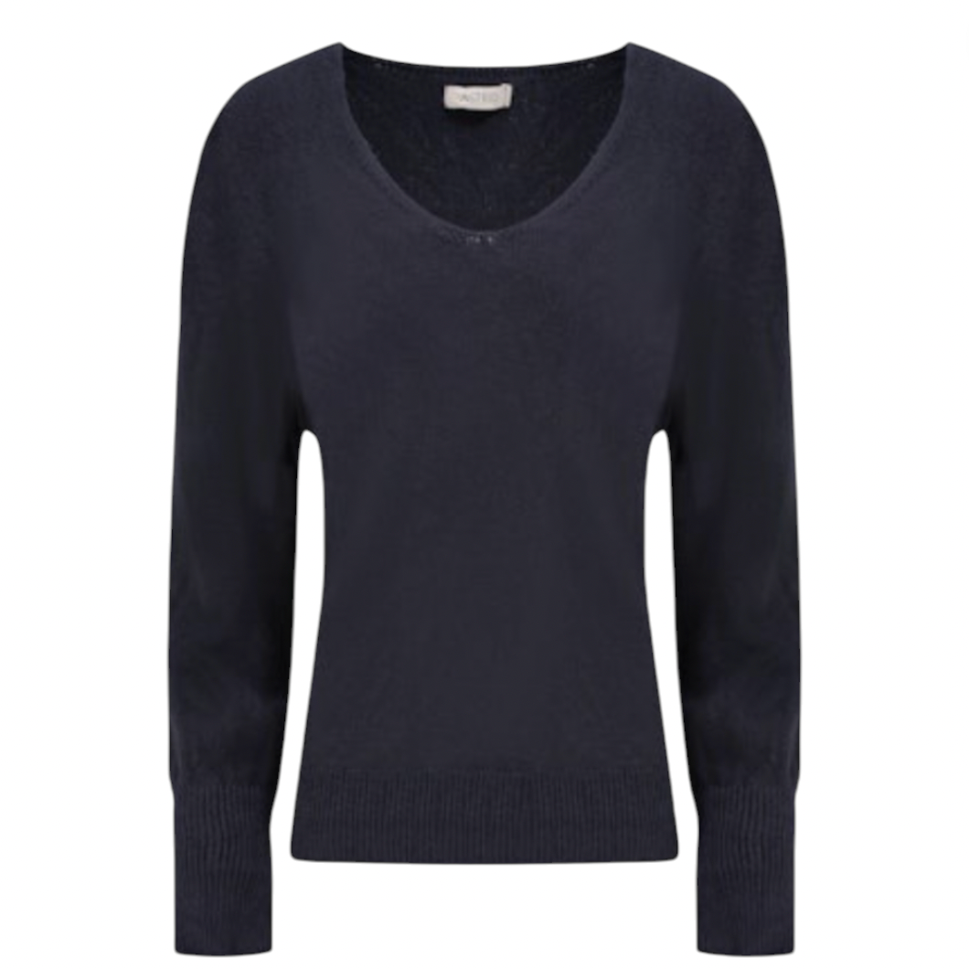 Astrid - Lightweight V Neck Sweater - Black